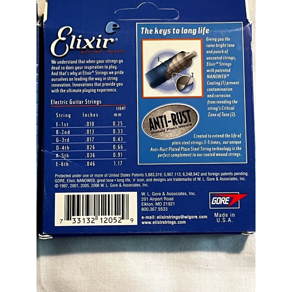 Elixir 12052 Nanoweb Coating Light Electric Guitar Strings Set Pack 10-46